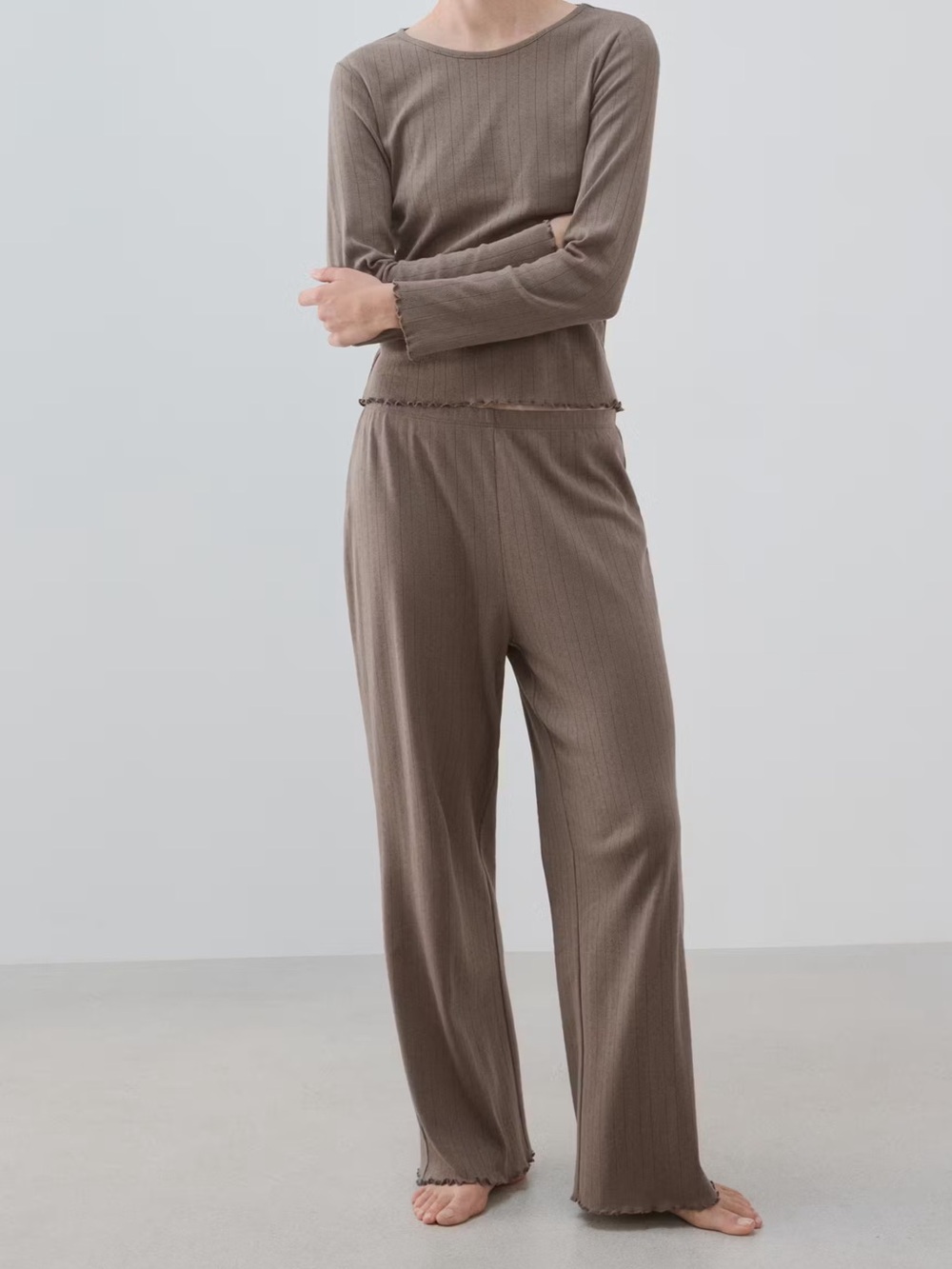 Mango Women's Olive Green Pajama Set